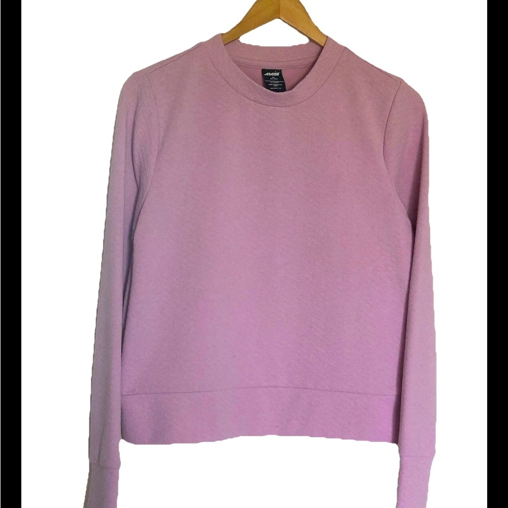 Avia Mock Neck Pullover Top Medium 8/10 Pink Long Sleeve Textured Fabric‎ EC